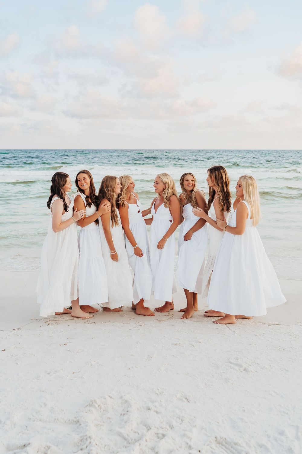 Senior Girls Group Sunset Photo Session In Watercolor 30A Florida. 30A Florida Senior Photographer.