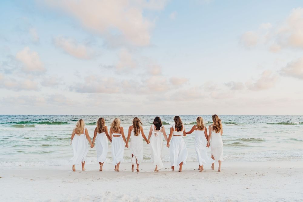 Senior Girls Group Sunset Photo Session In Watercolor 30A Florida. 30A Florida Senior Photographer.