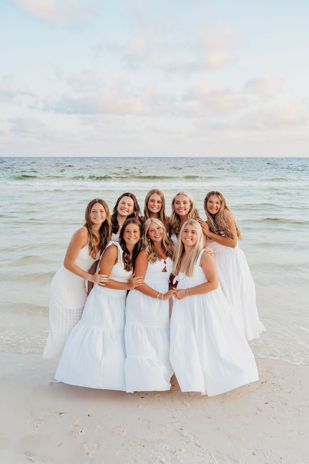 Senior Girls Group Sunset Photo Session In Watercolor 30A Florida. 30A Florida Senior Photographer.