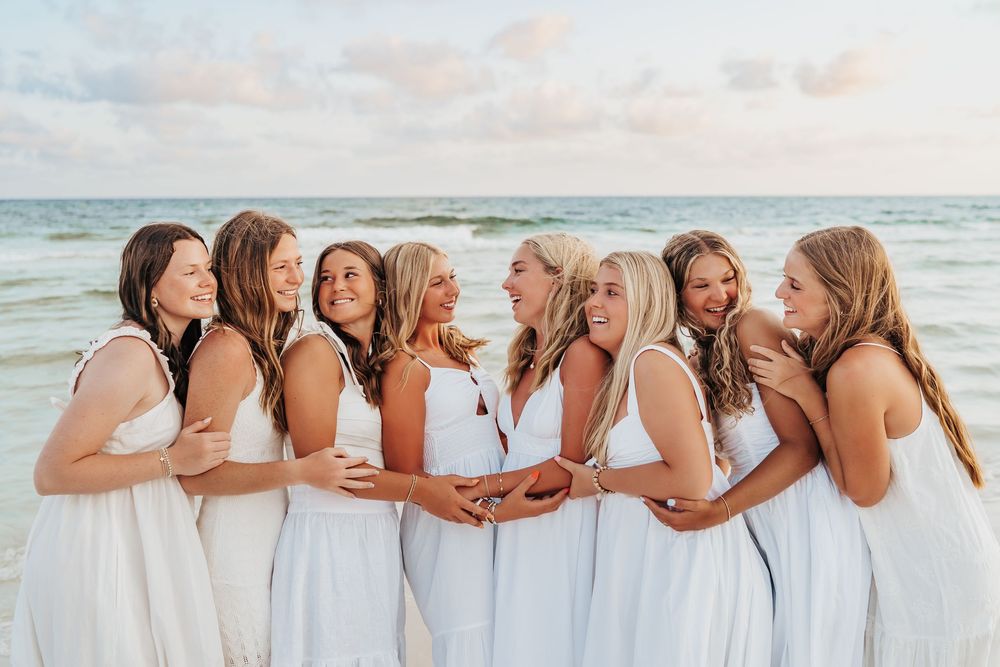 Senior Girls Group Sunset Photo Session In Watercolor 30A Florida. 30A Florida Senior Photographer