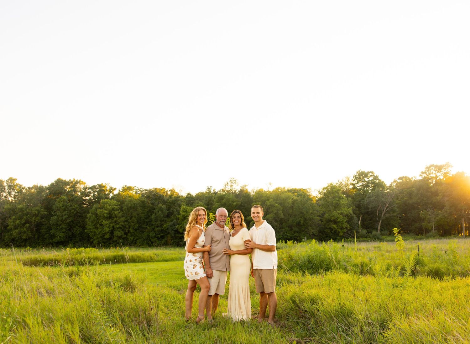 Golden hour family photos of family of four.