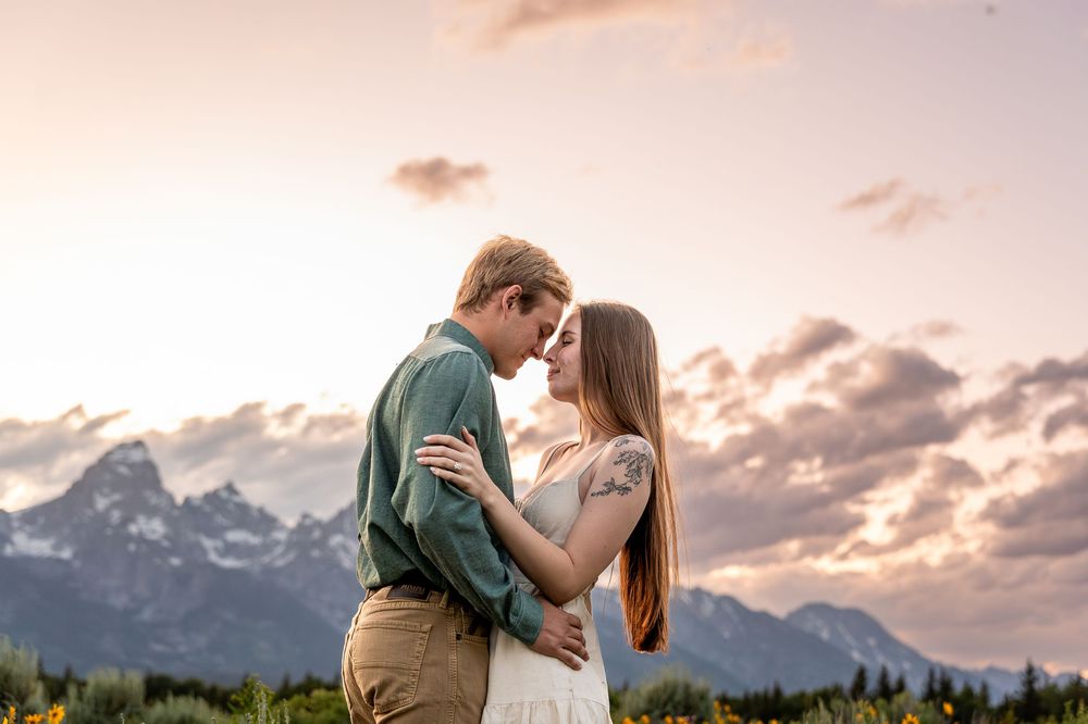 Engagement Session at sunset in Grand Teton National Park