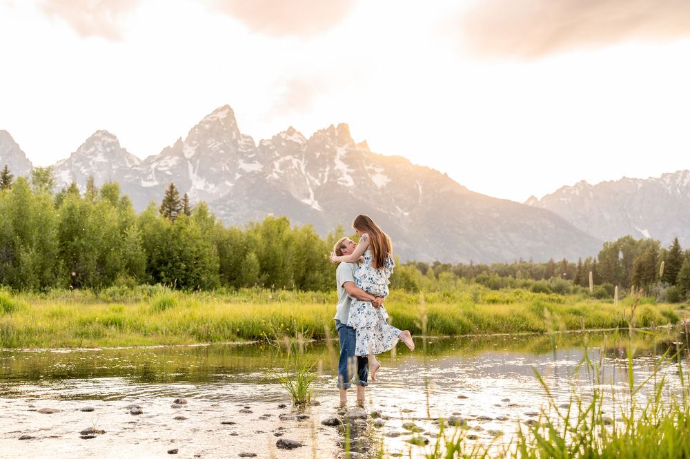 Engagement Session at Schwabacher Landing in Grand Teton National Park