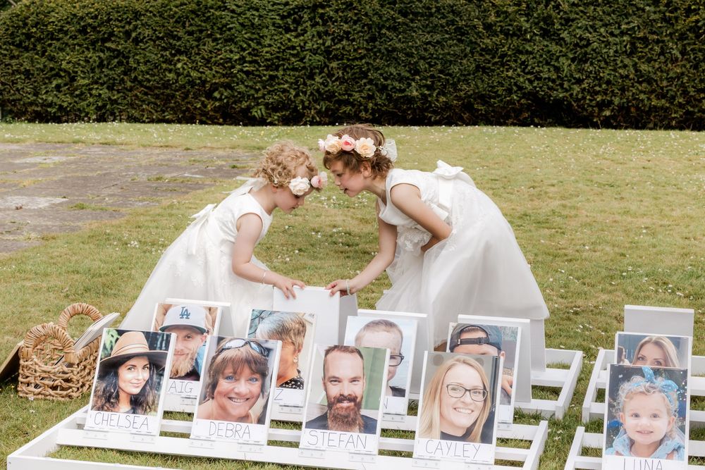Flower girls playing garden games