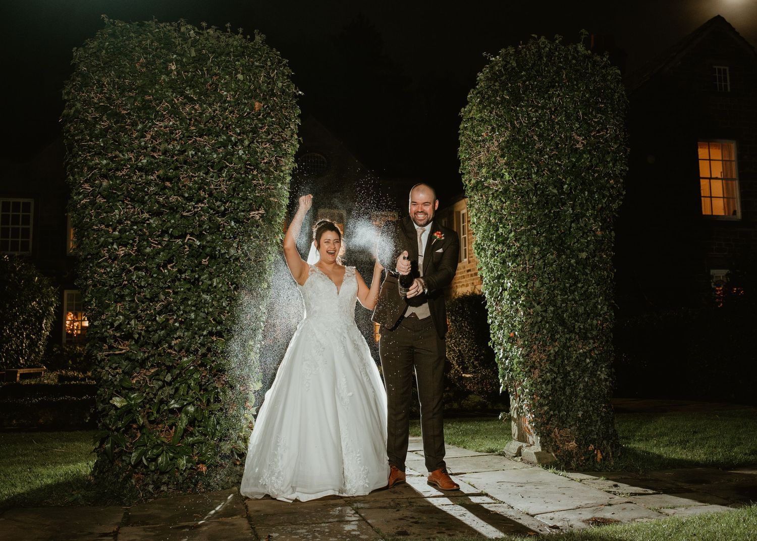 champagne flows at a Whitley hall wedding Daniel Berry Photography