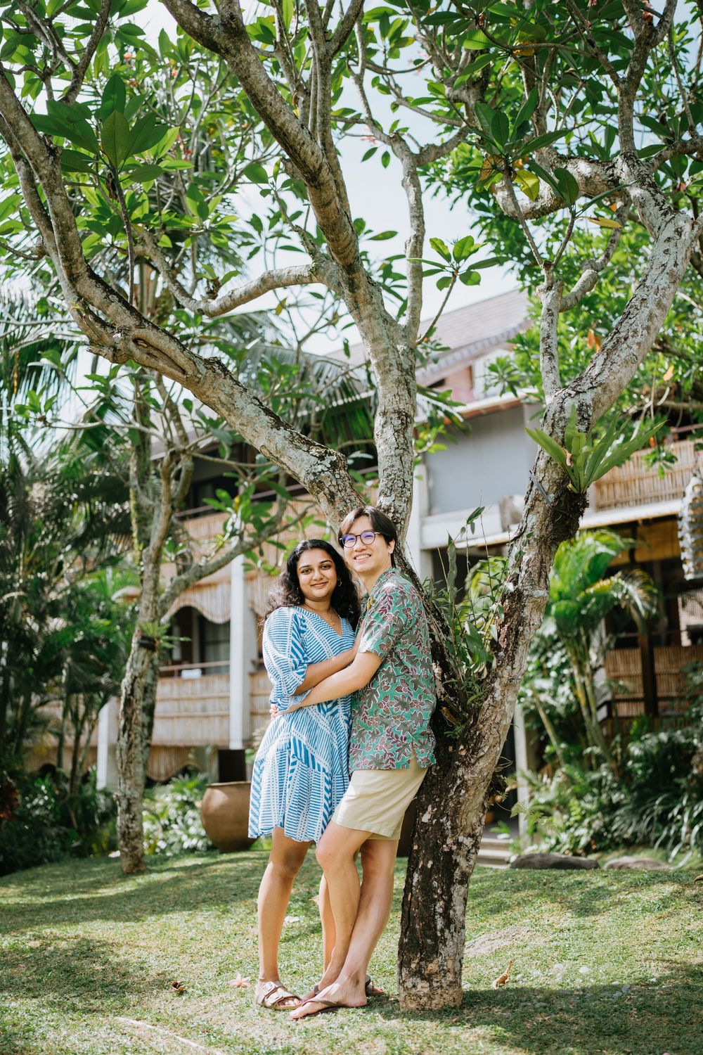 Bali couple portrait with lush natural surroundings
