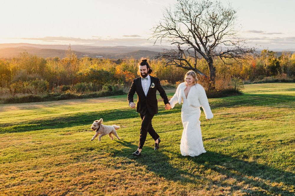 Maine Mountains wedding photography with dog