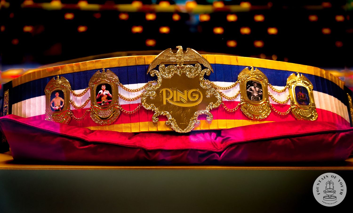 Ring Magazine championship belt pictured at Fontainebleau Las Vegas in Las Vegas, Nevada.