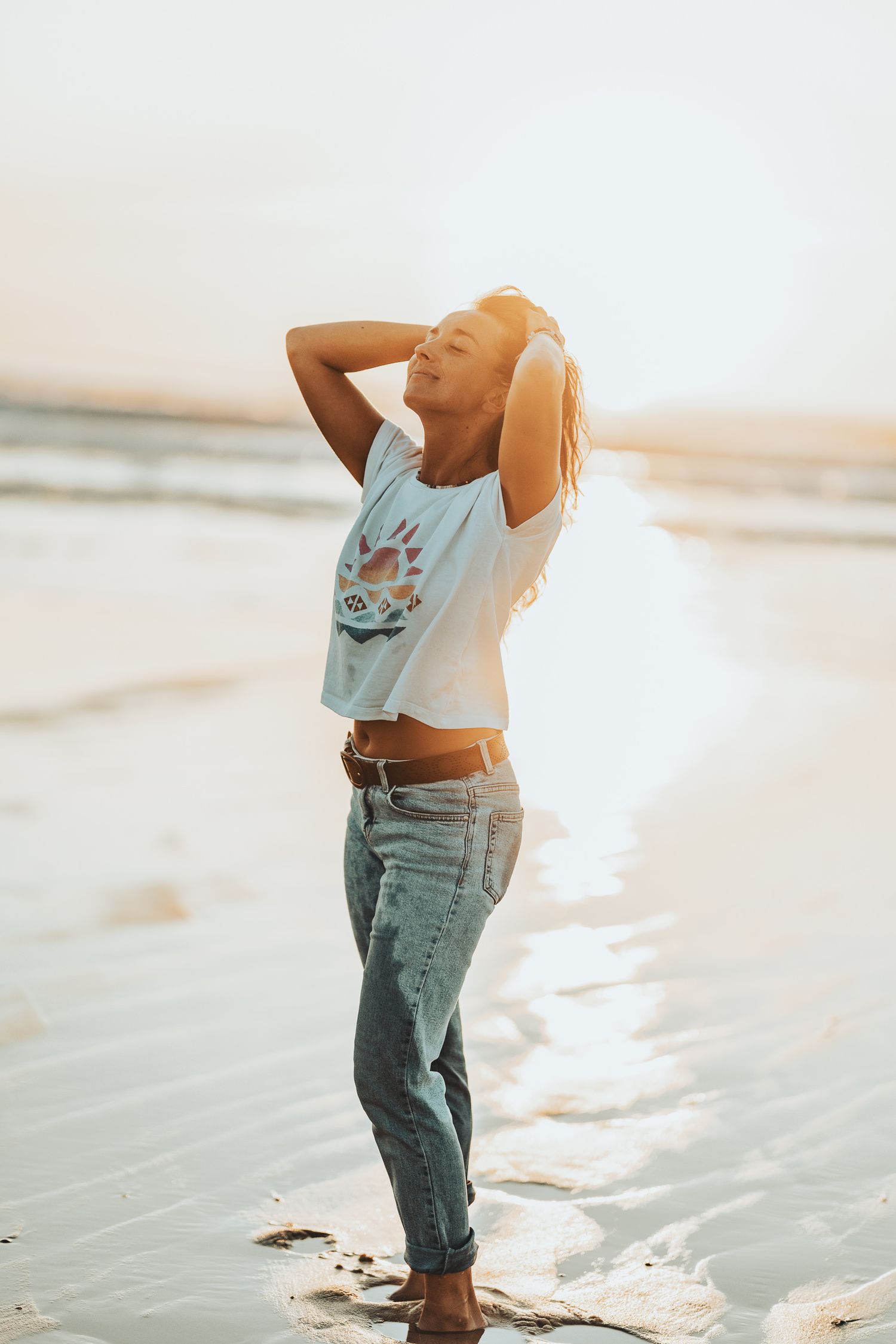 Photographie portrait au coucher de soleil à Lacanau Océan Gironde