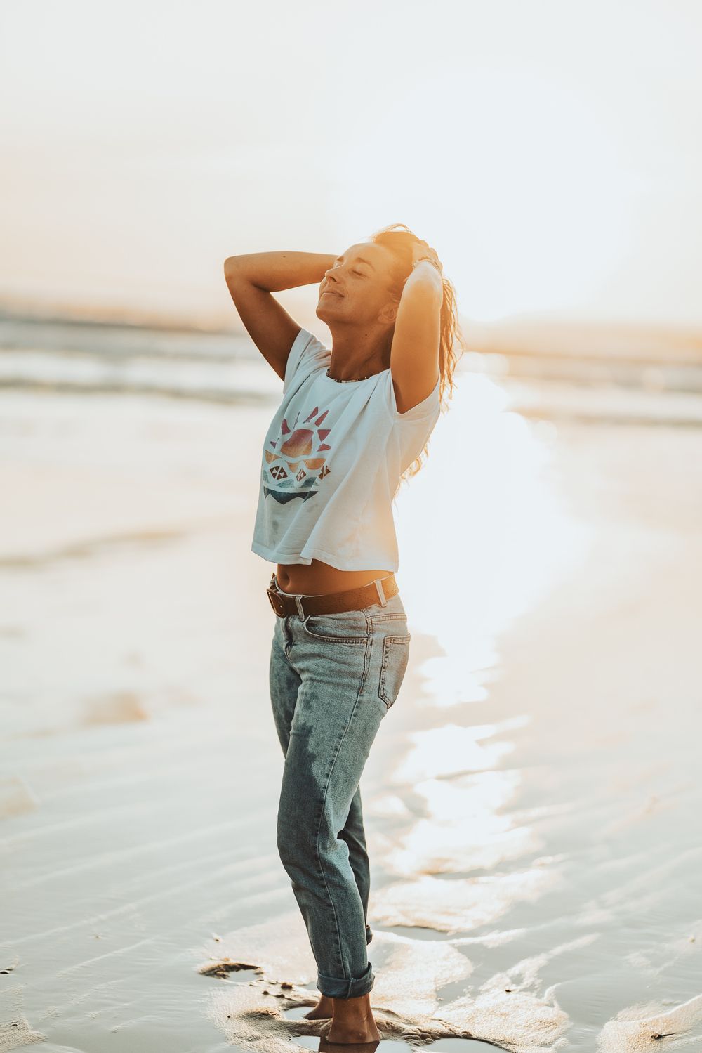 Photographie portrait au coucher de soleil à Lacanau Océan Gironde