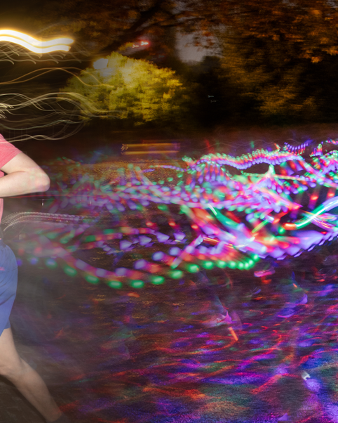Vibrant light trails in the dark.