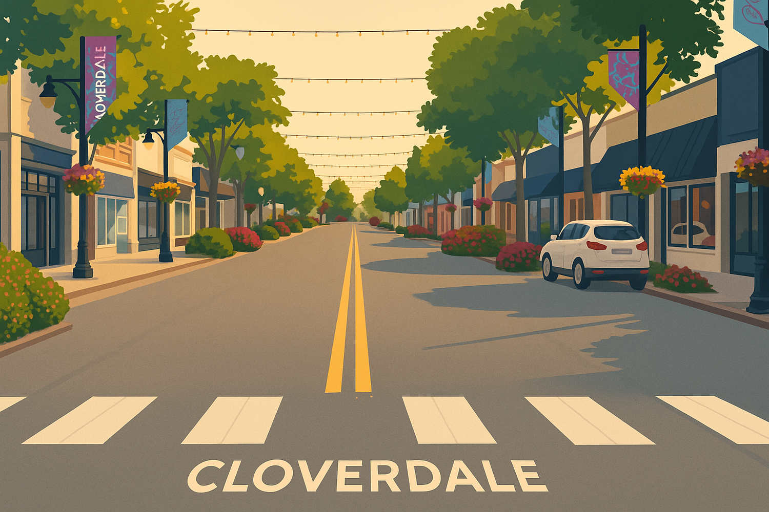 The strip in Cloverdale Surrey.