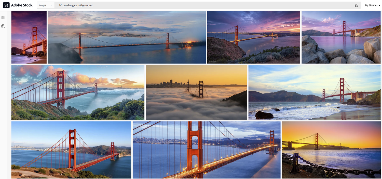Golden Gate Bridge glows orange against a vibrant sunset sky over San Francisco Bay with dramatic clouds.