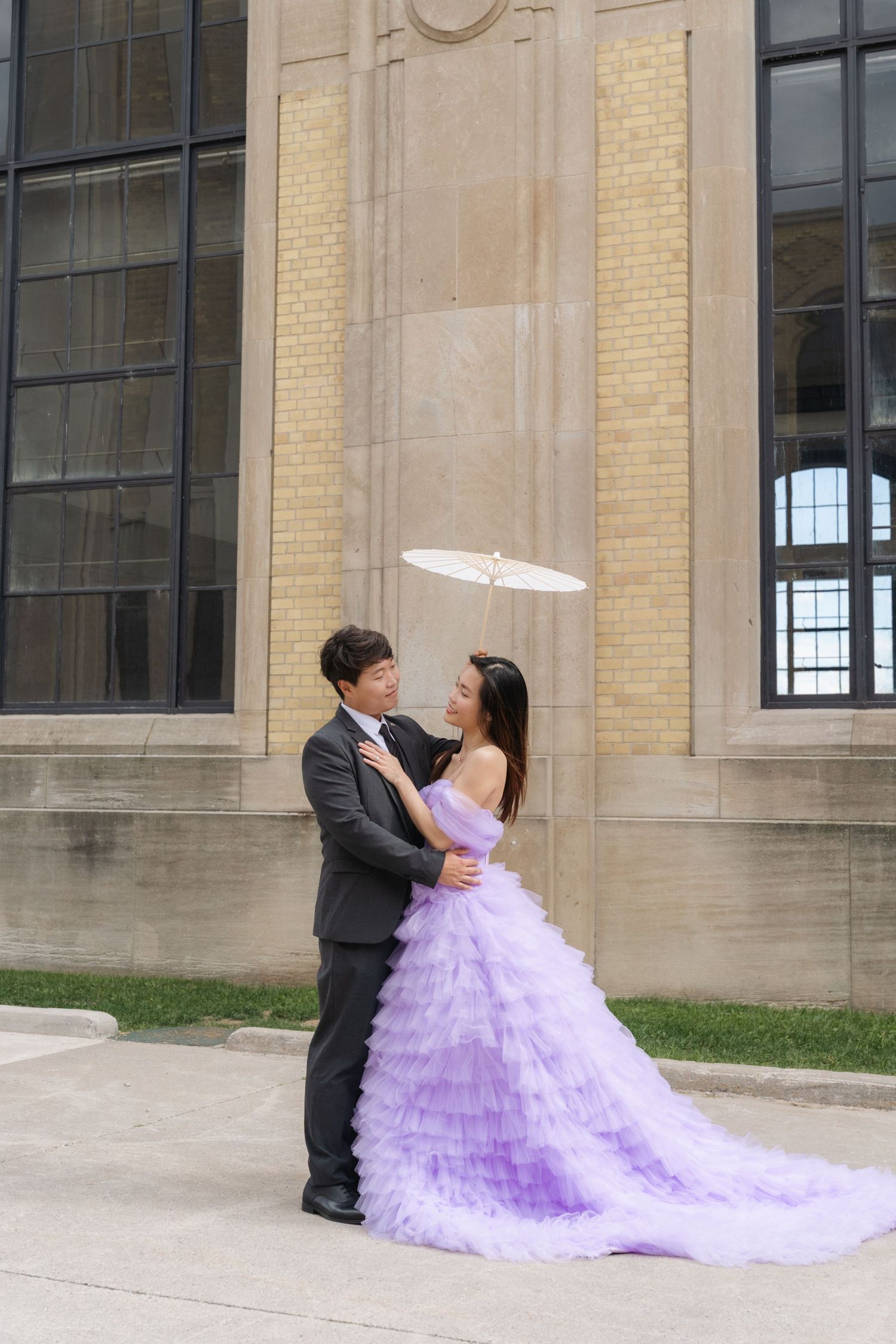 Engaged couple holding each out at RC Harris Water Treatment Plant - engagement  photography