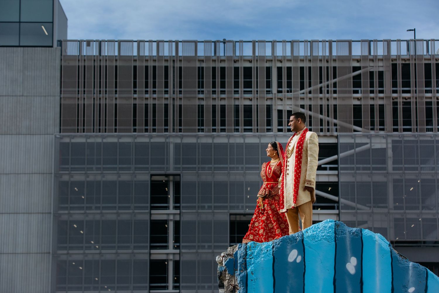 Indian wedding couple photographed in an urban Auckland location