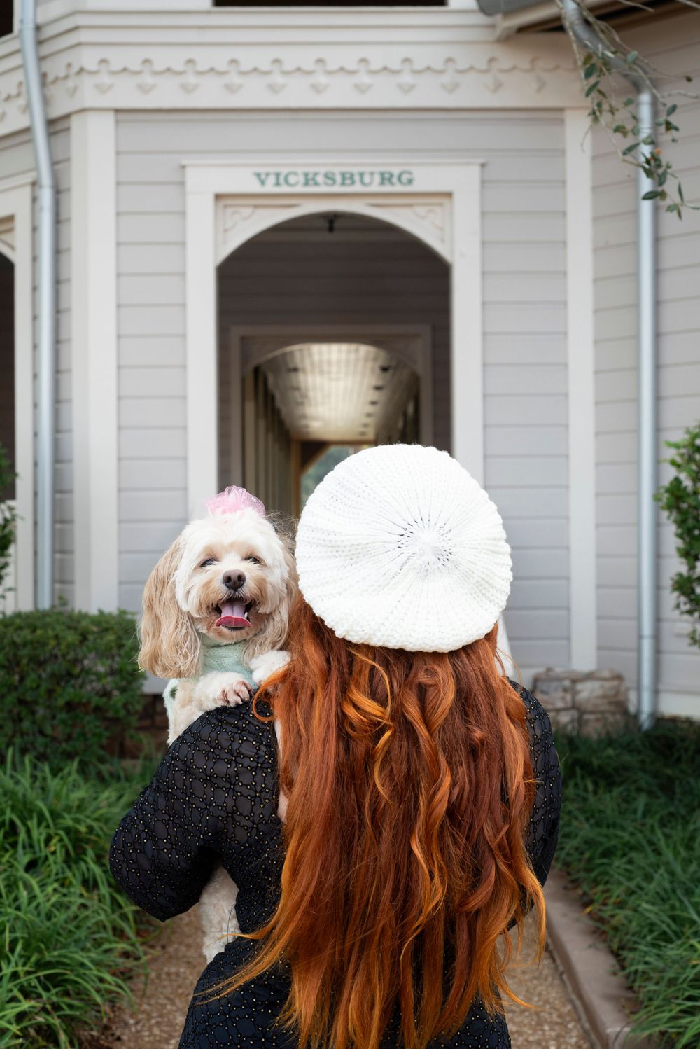 Solo with pet Christmas photo session at Disney Port Orleans Riverside resort in Orlando Florida