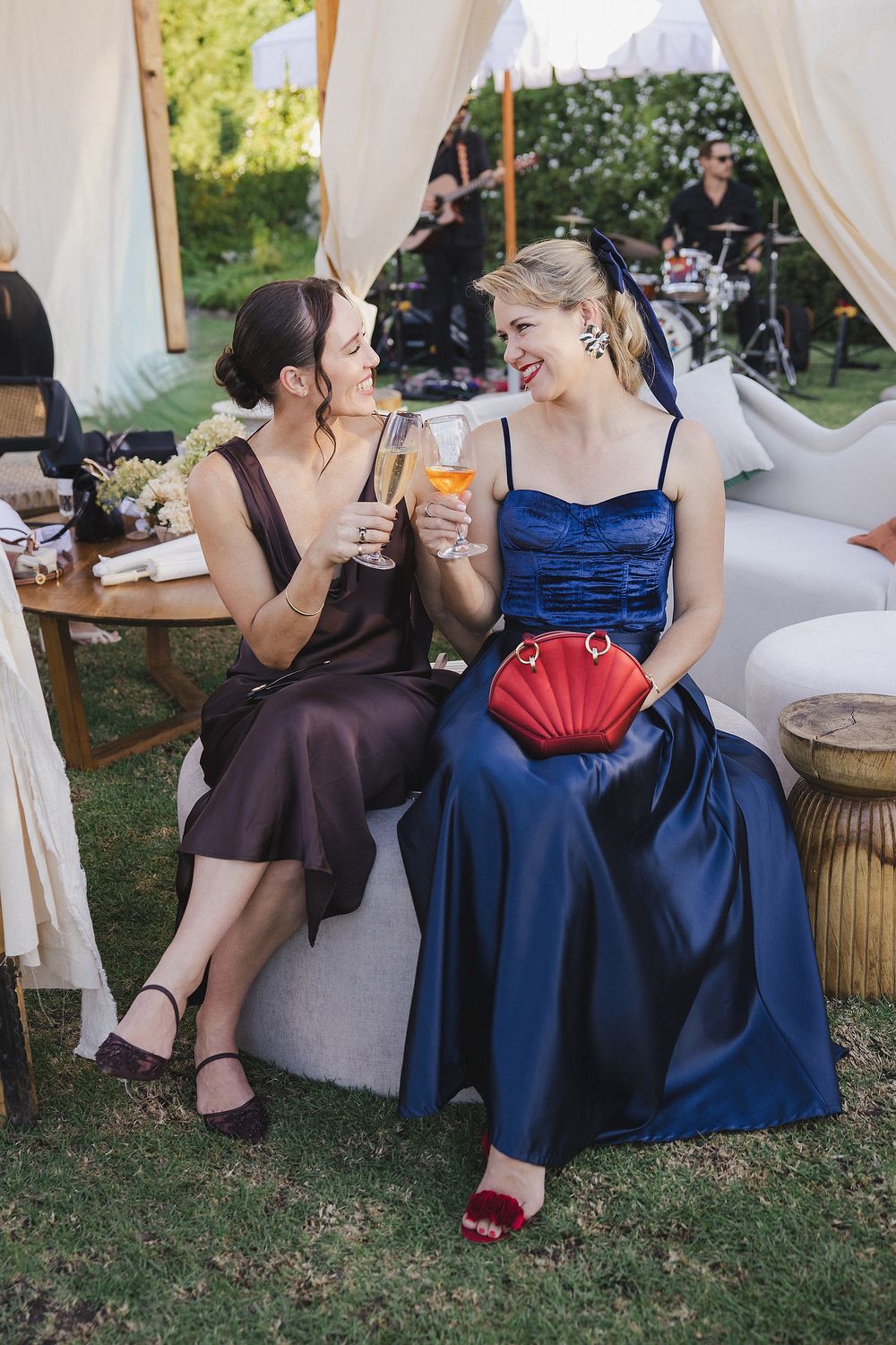 Wedding guests sharing a cheers at the canapes
