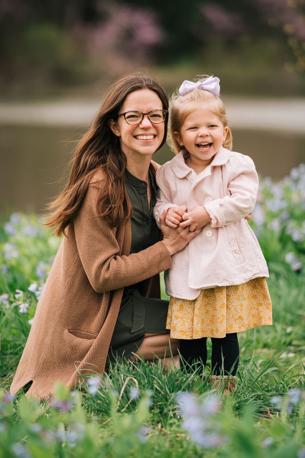 Spring April family portraits at the Morton Arboretum. Copyright Two Birds Photography 2026