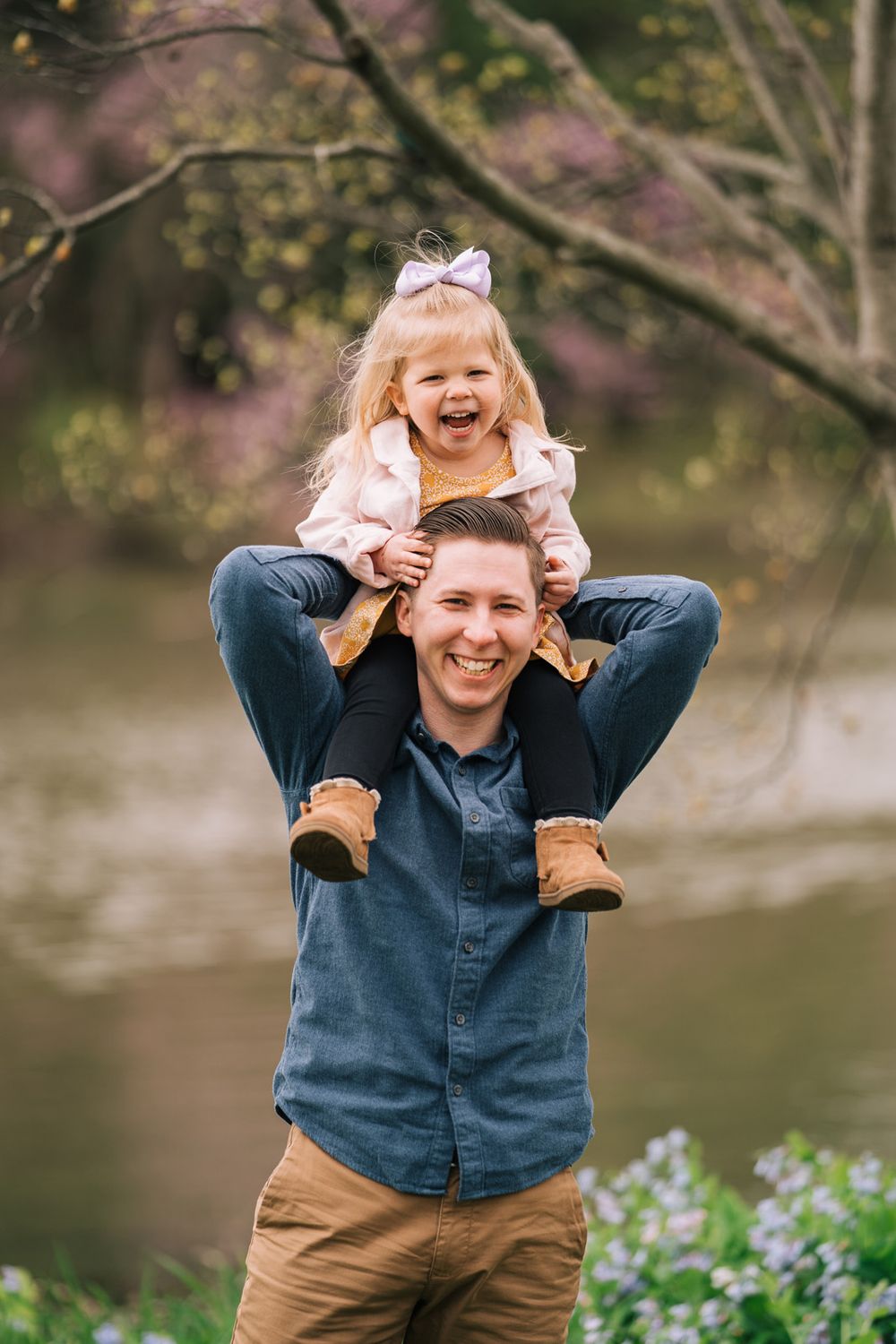 Spring April family portraits at the Morton Arboretum. Copyright Two Birds Photography 2026
