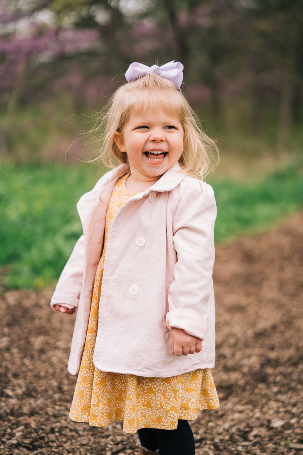Spring April family portraits at the Morton Arboretum. Copyright Two Birds Photography 2026