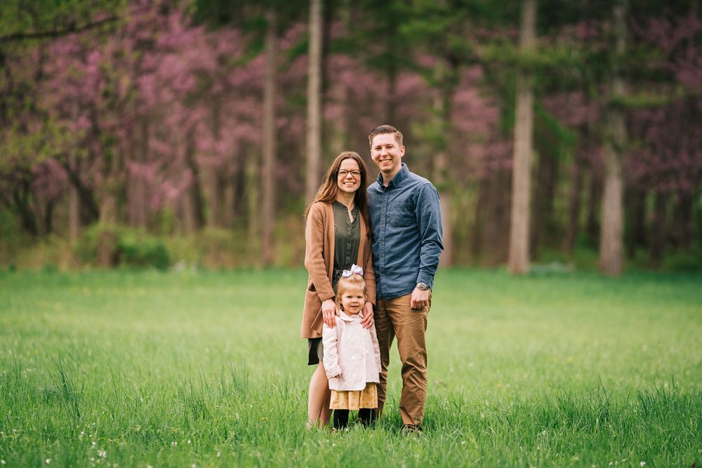 Spring April family portraits at the Morton Arboretum. Copyright Two Birds Photography 2026