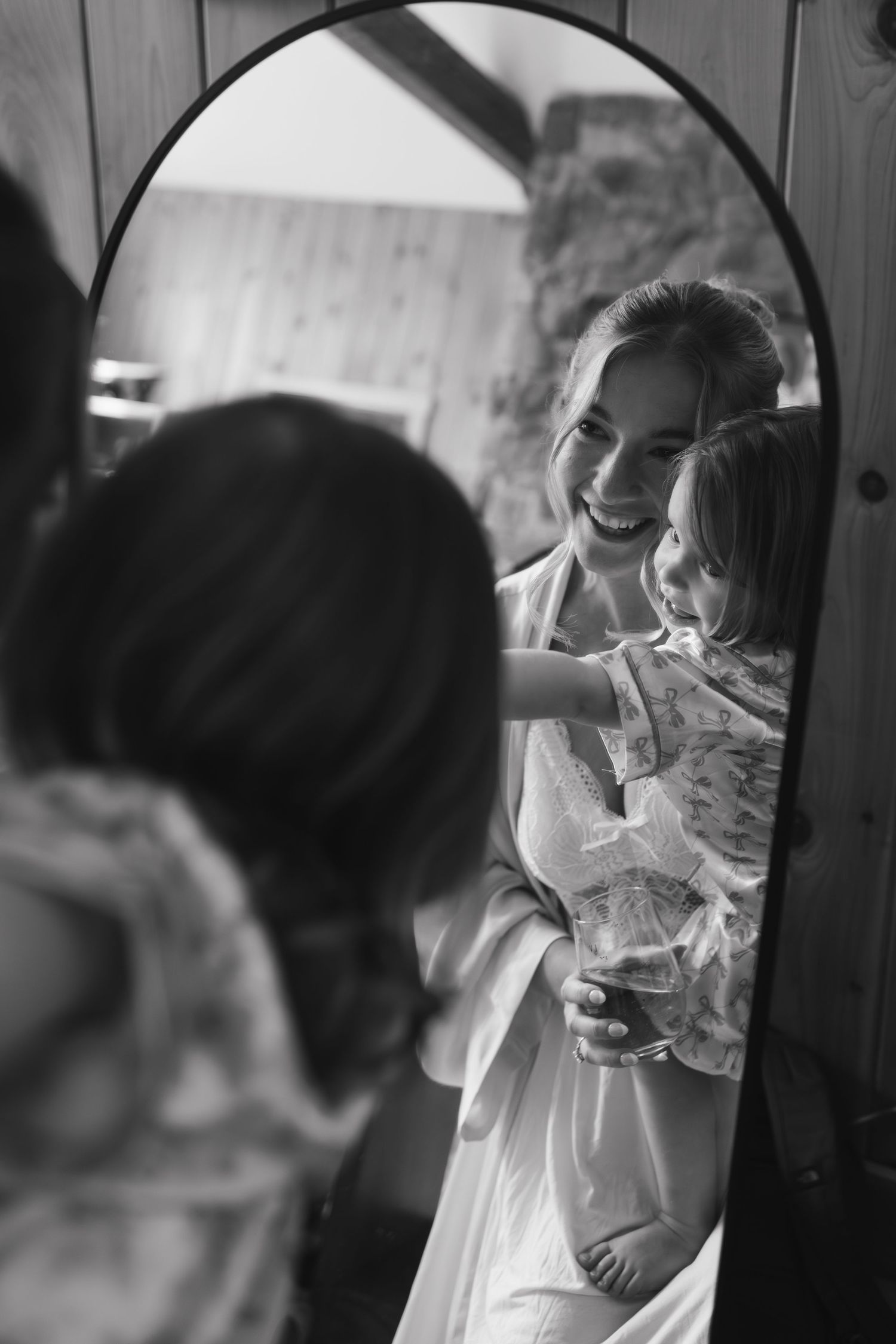 Bride getting ready with niece