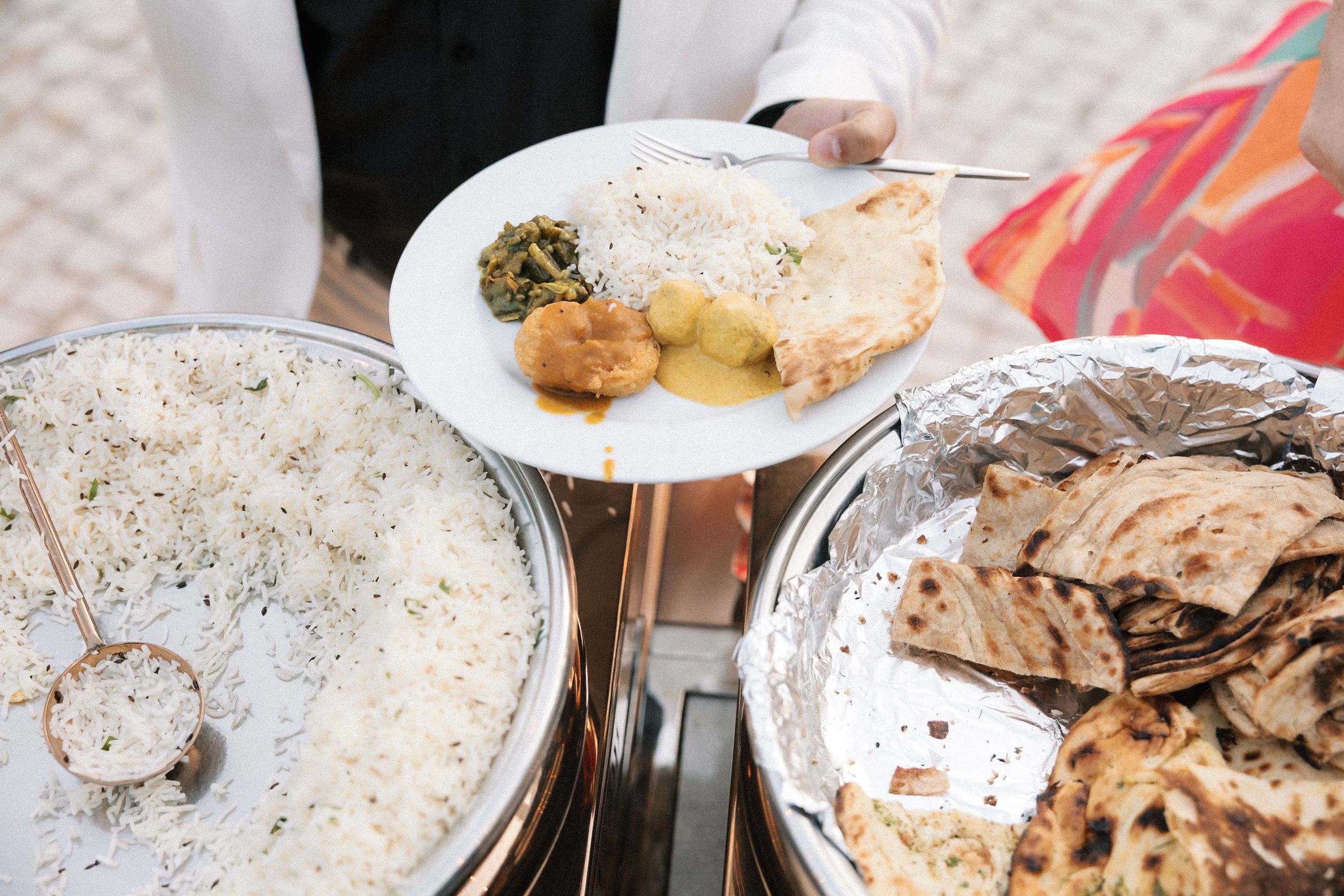 traditional Indian cuisine served at wedding in Portugal