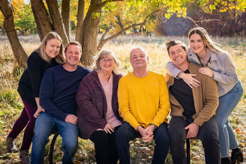 a family in a field
