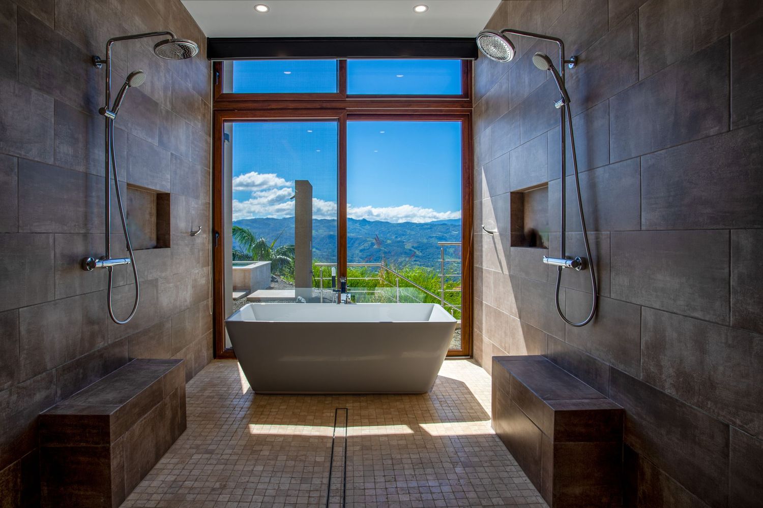 Luxury home exterior featuring modern bathroom with Mountain View  in Costa Rica.