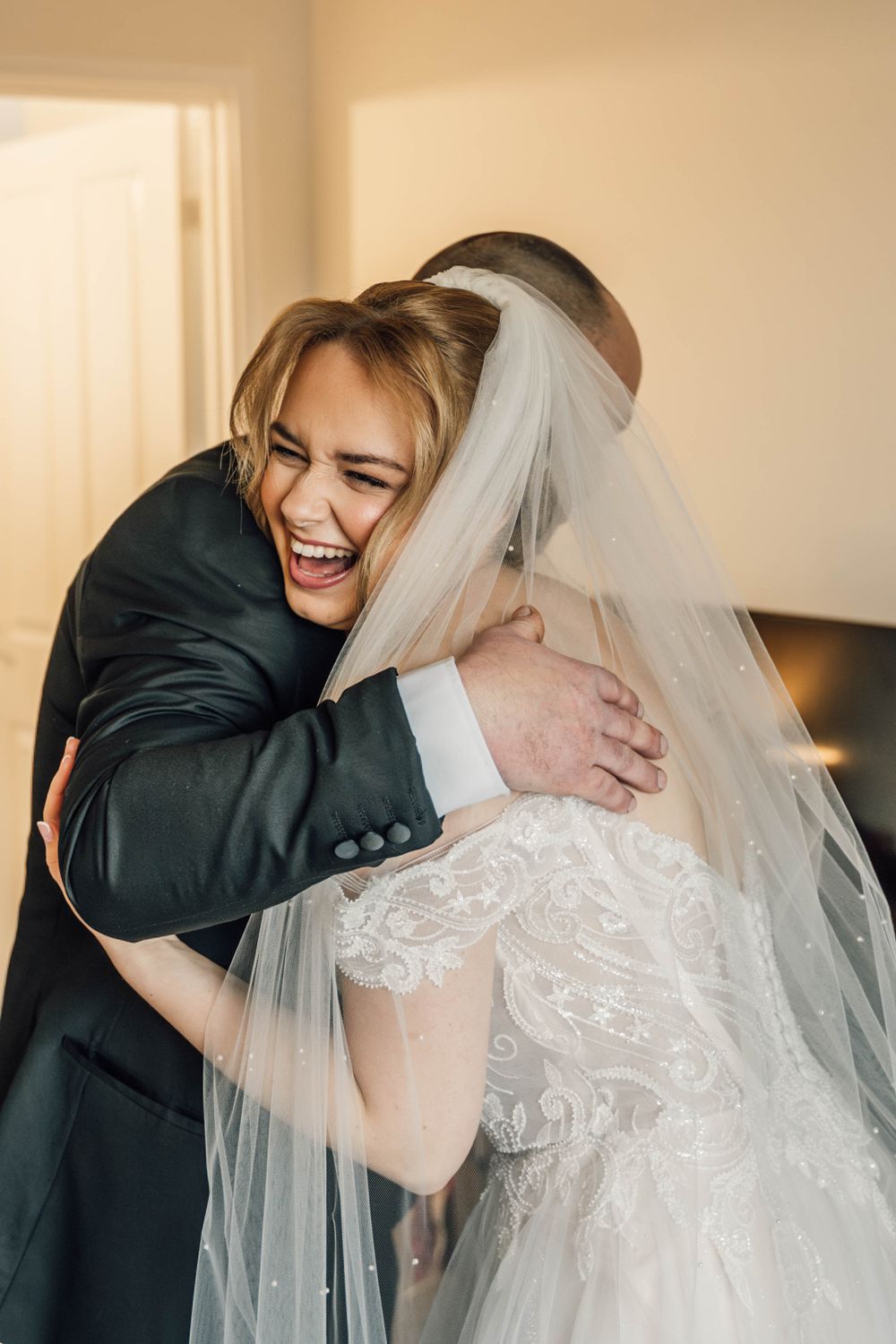 Emotional wedding day moments captured in a series of candid photos.