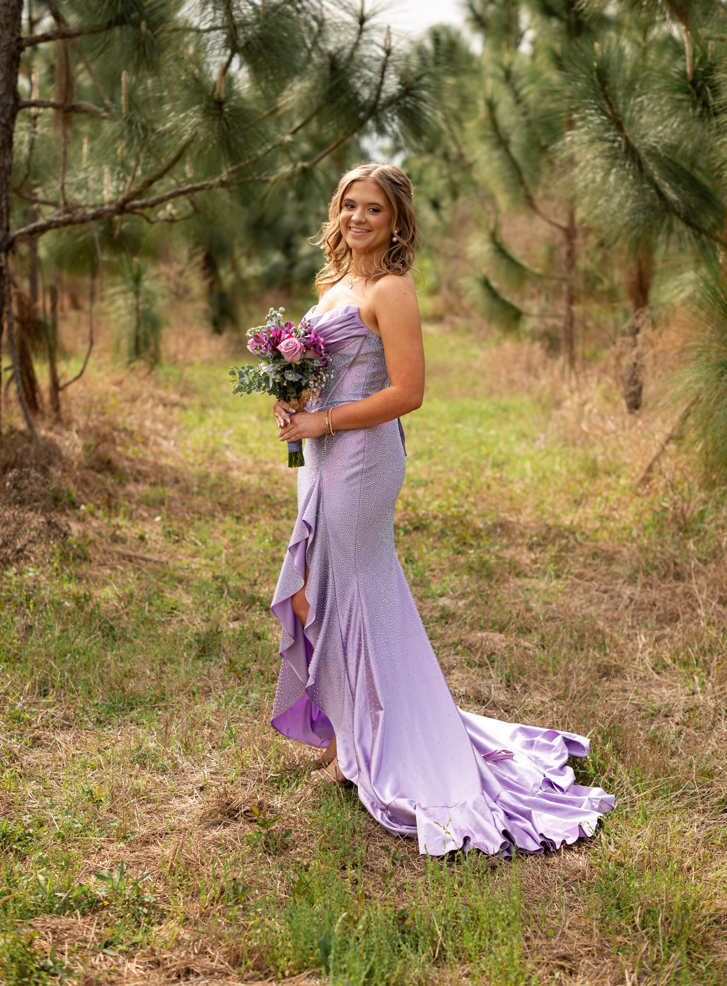 girl in purple dress prom
