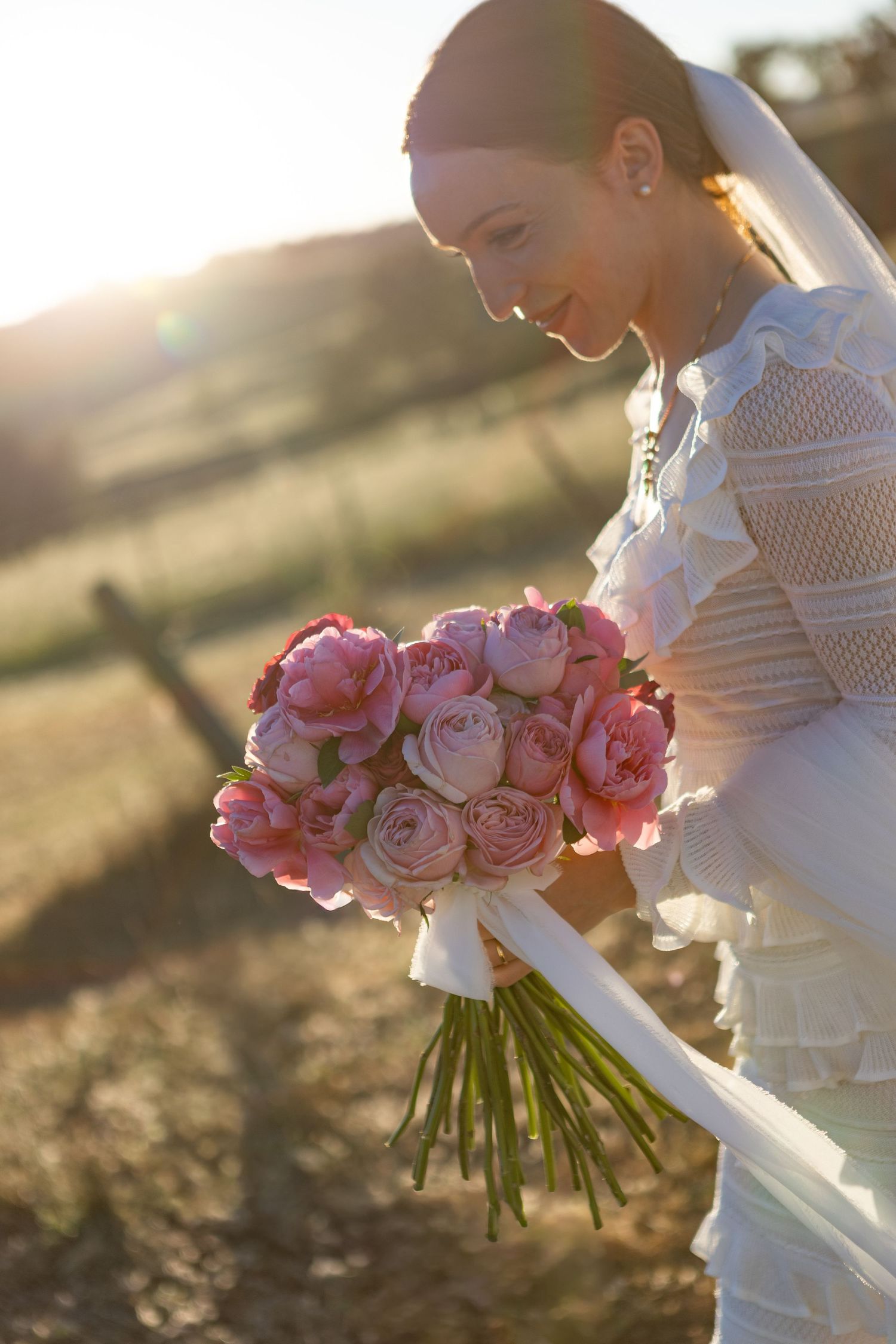 Bride holding bouquet of flowers at Scone NSW Country wedding