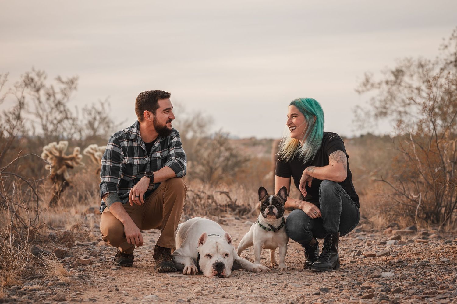 Dogo argentino and family shot in Arizona.