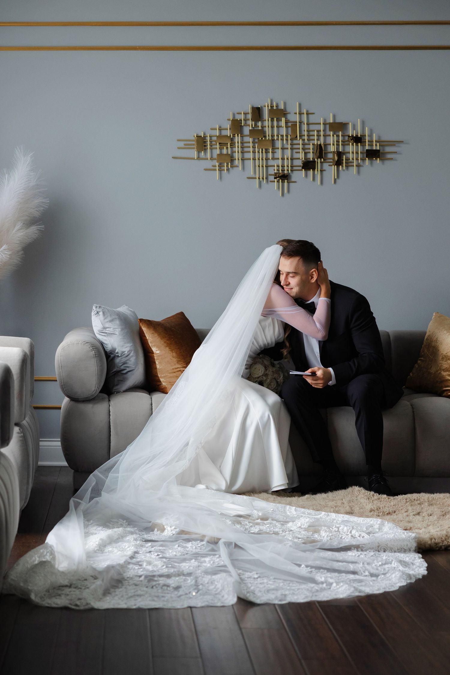 Bride and groom share vows and embrace privately photographed by Tom Forrest from Hudson, Ohio.