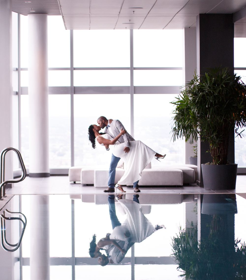 A sequence of dance moves captured in a bright indoor studio space with large windows.