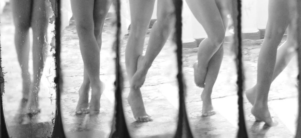 Minimalist black and white fine art photography with rhythmic human forms
