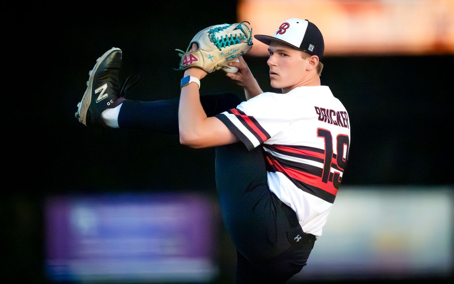 Central Penn Batmen pitcher wind up against the Electric City Express, by Deanna Fox, SportsFox Photography, Hershey PA