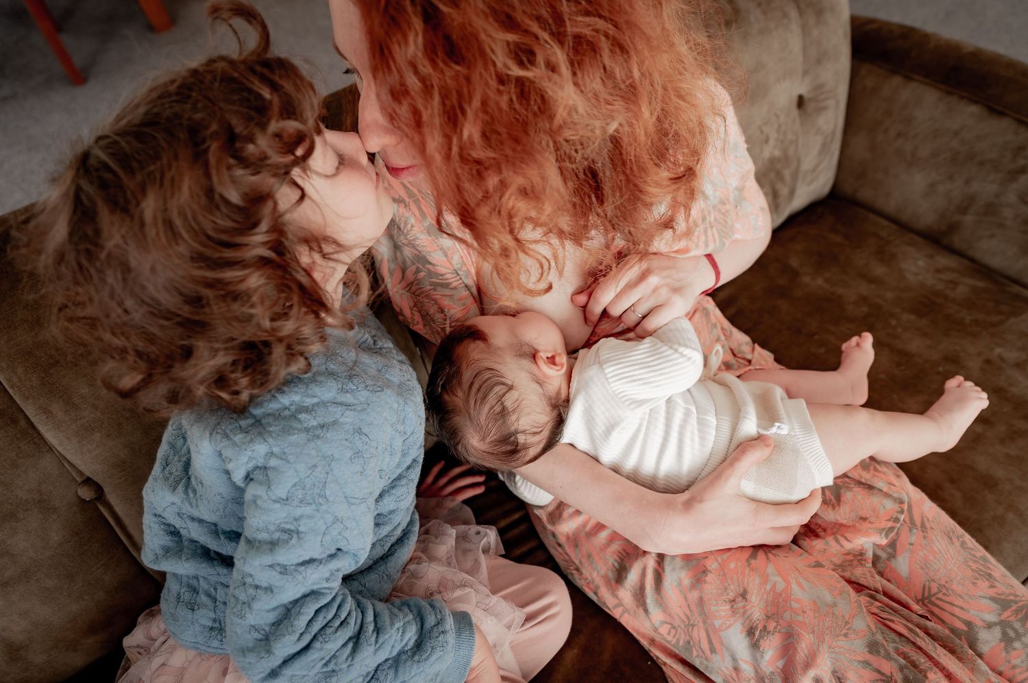 Newborn baby photographed in natural home environment
