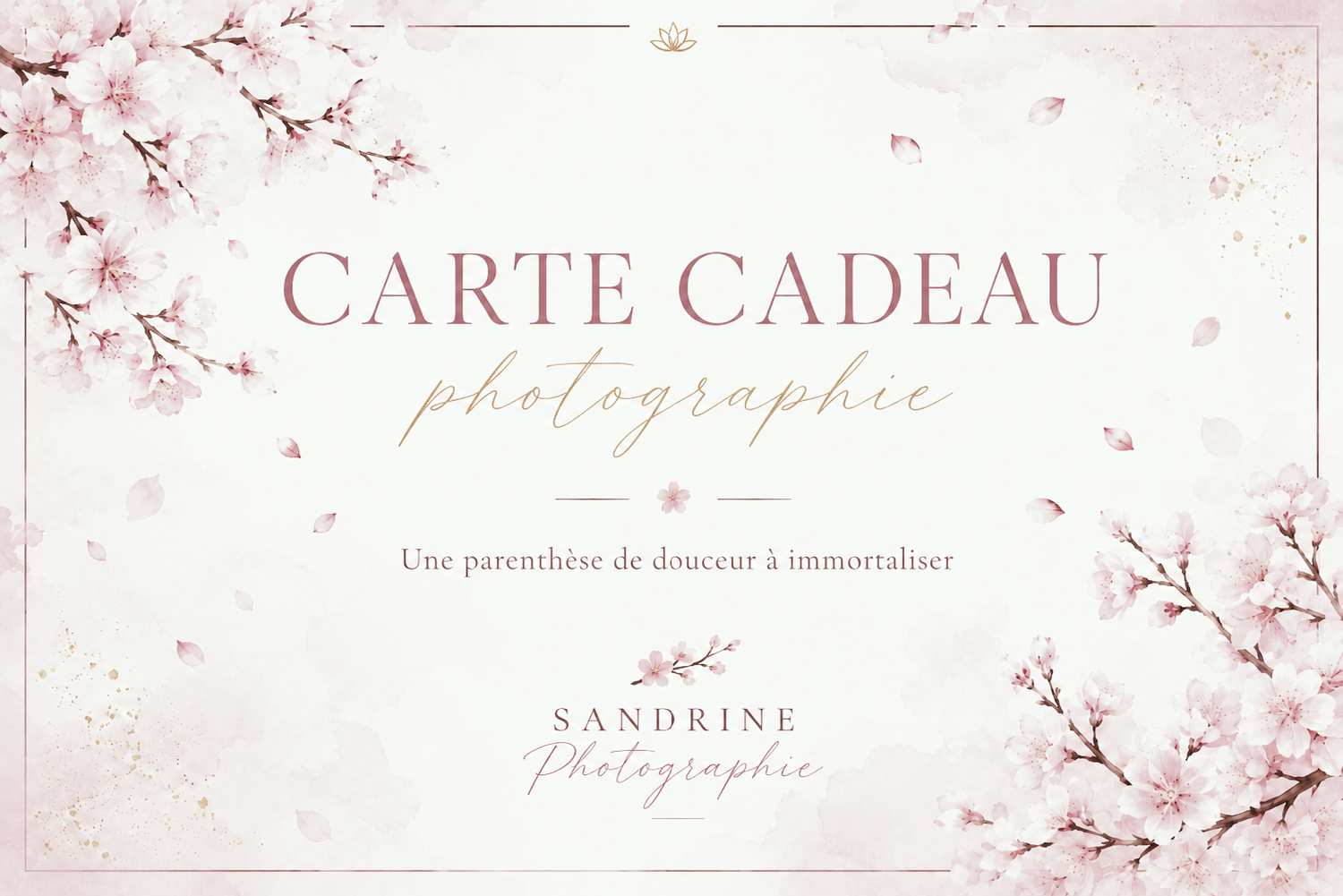 Carte cadeau personnalisable - Sandrine Photographie  Hauts-de-France  Baie de Somme  Séance photo personnalisée à domicile ou en extérieur.