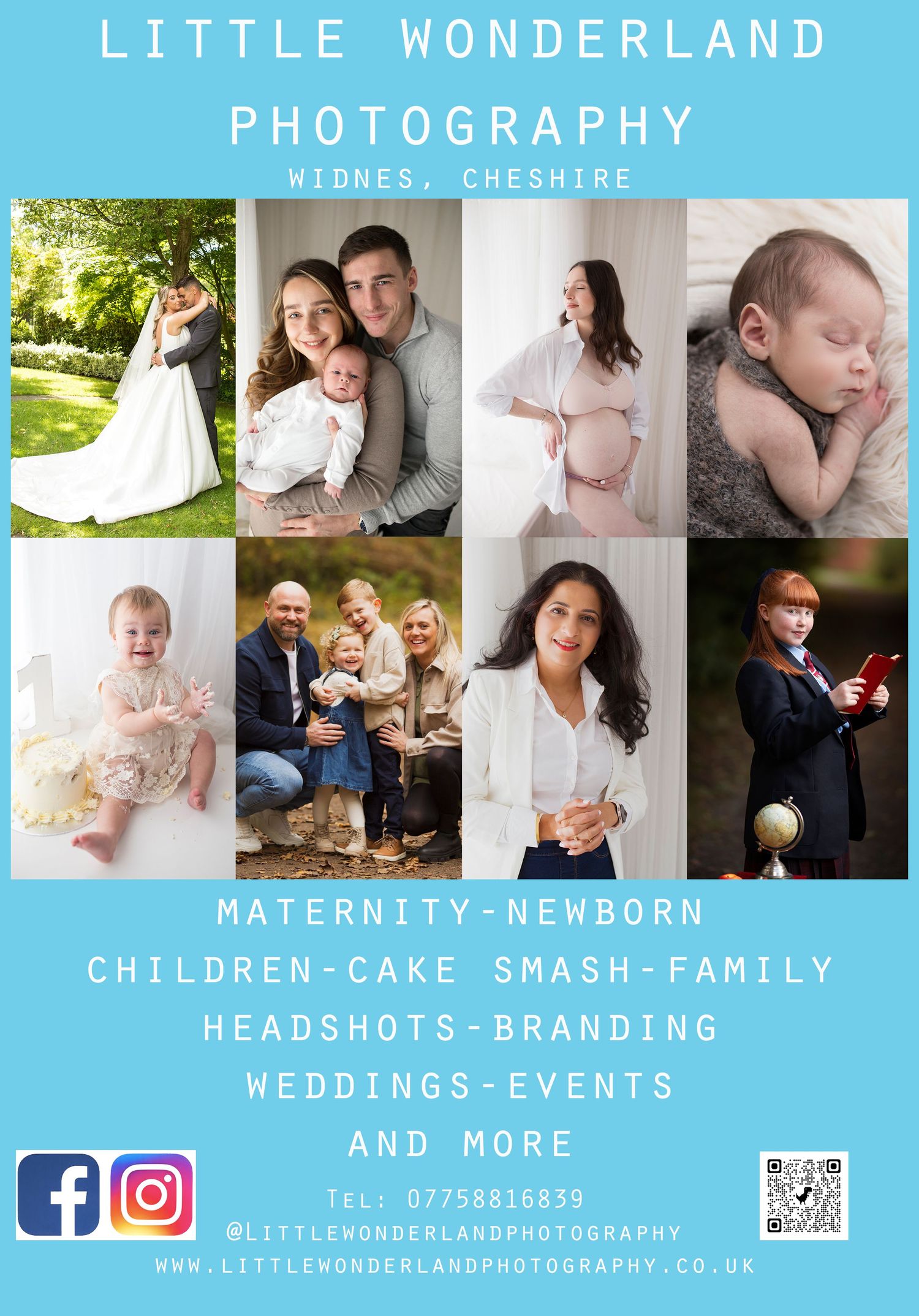 little wonderland photography poster award winning photographer widnes cheshire, newborn, baby, family, wedding, head shot, events, branding