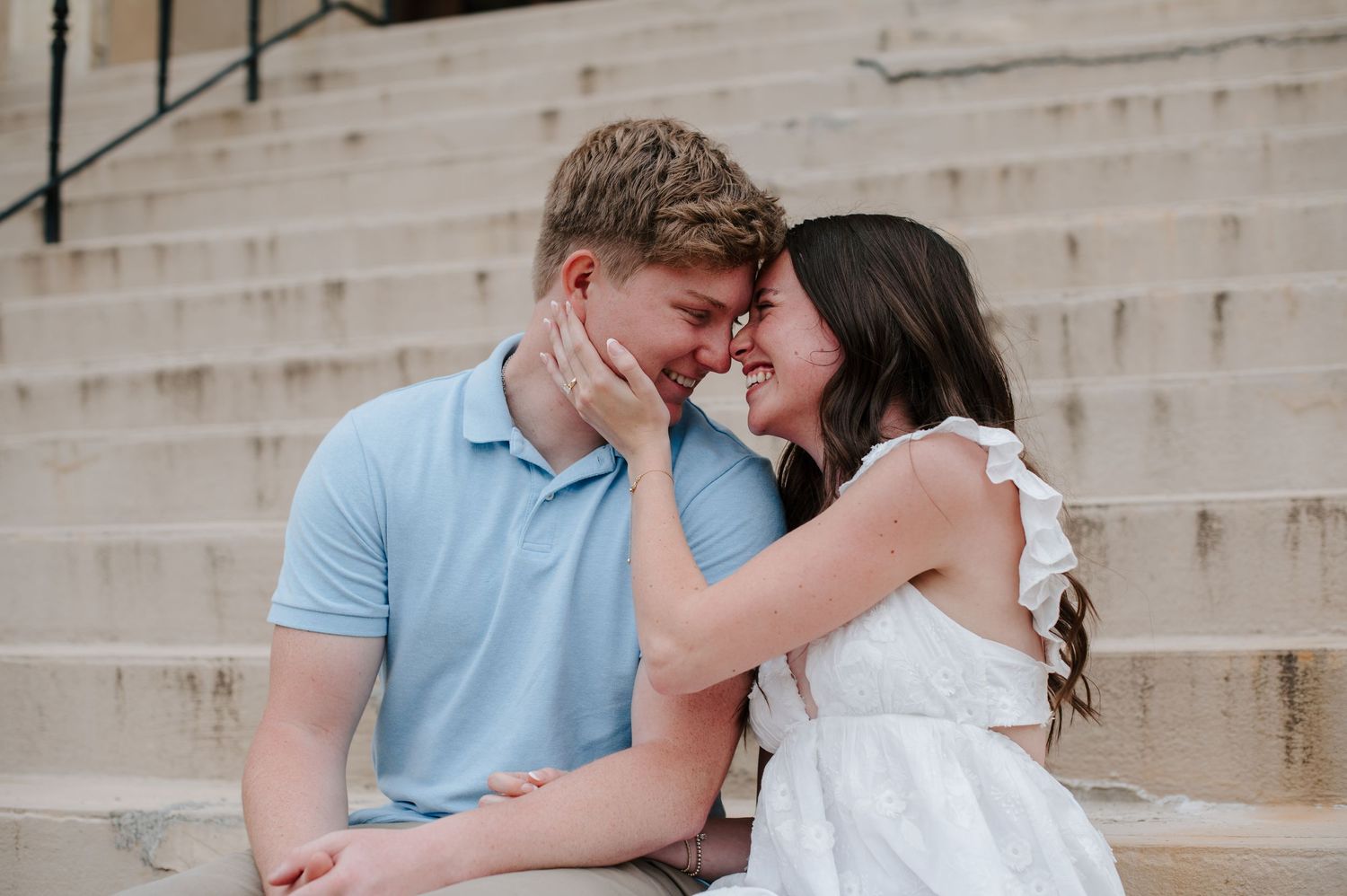 Downtown Wichita KS engagement session by photographer Jessica Nadine Photography.  Classic architecture buildings city courthouse elopement