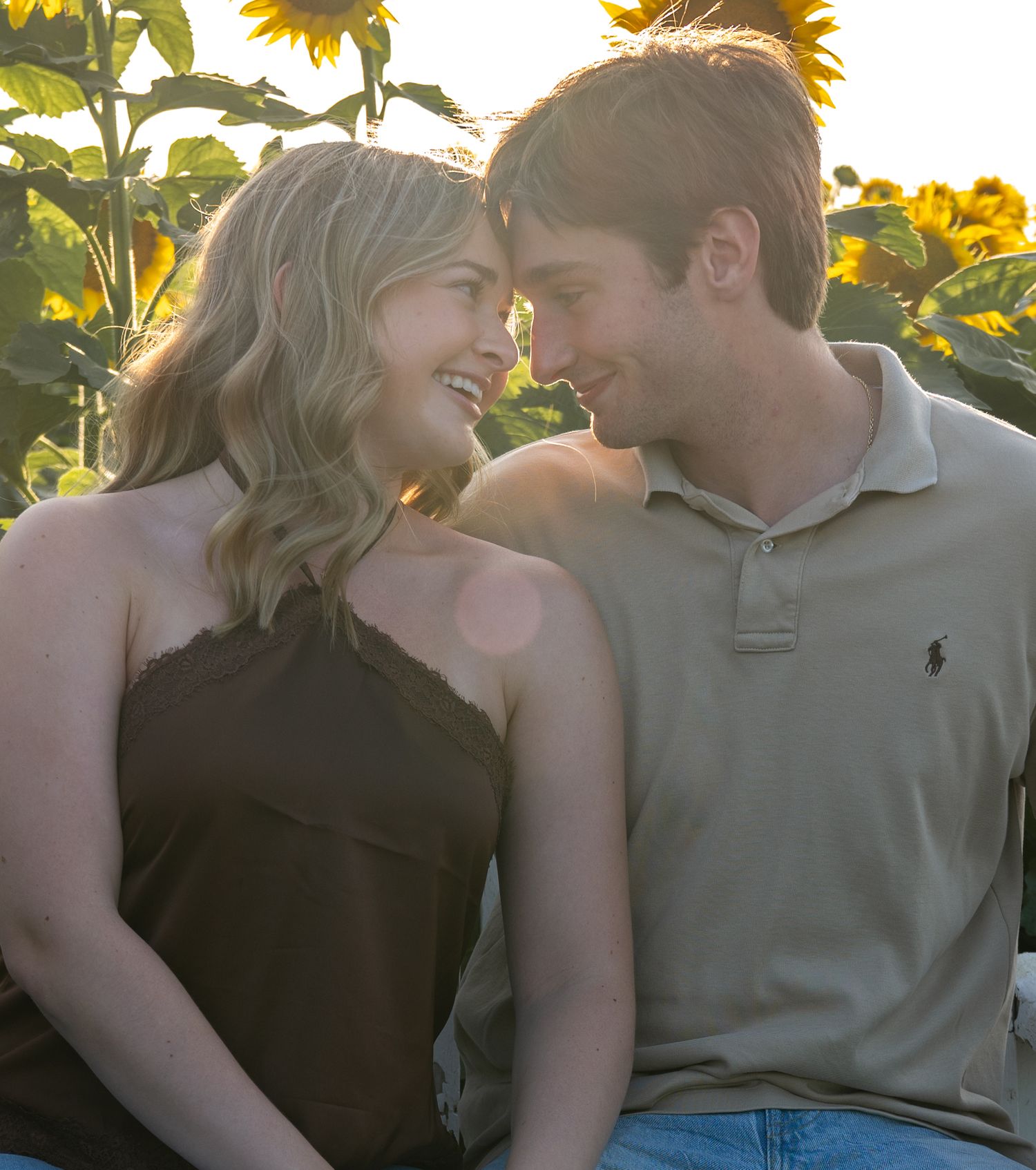 A couple kissing.