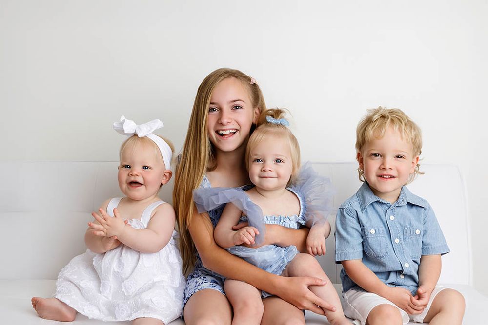 Portrait of four cousins by Canyon Lake Photographer.