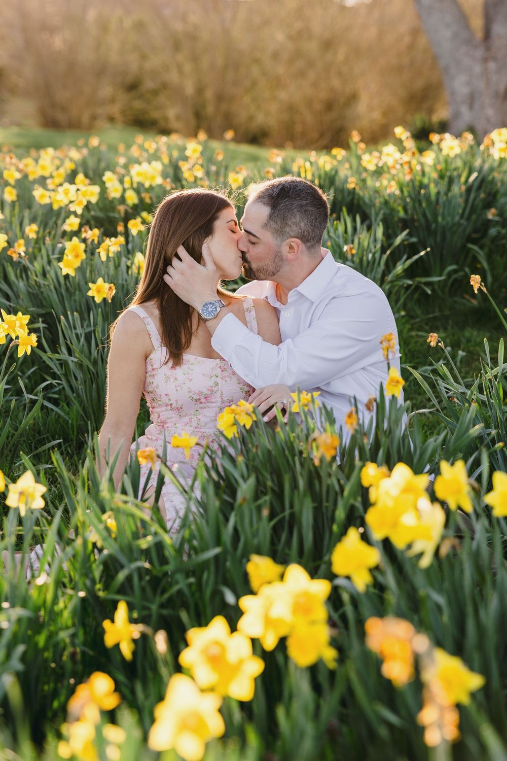 Newport RI cliff walk Daffodil Days.  RI engagement session photographer. Spring engagement session. Rhode Island Photography.