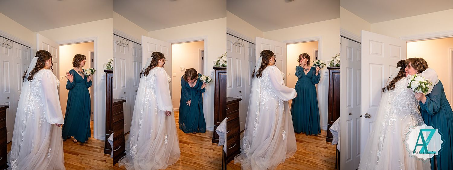 A panoramic sequence showing a wedding ceremony taking place in an elegant indoor venue with white decor.