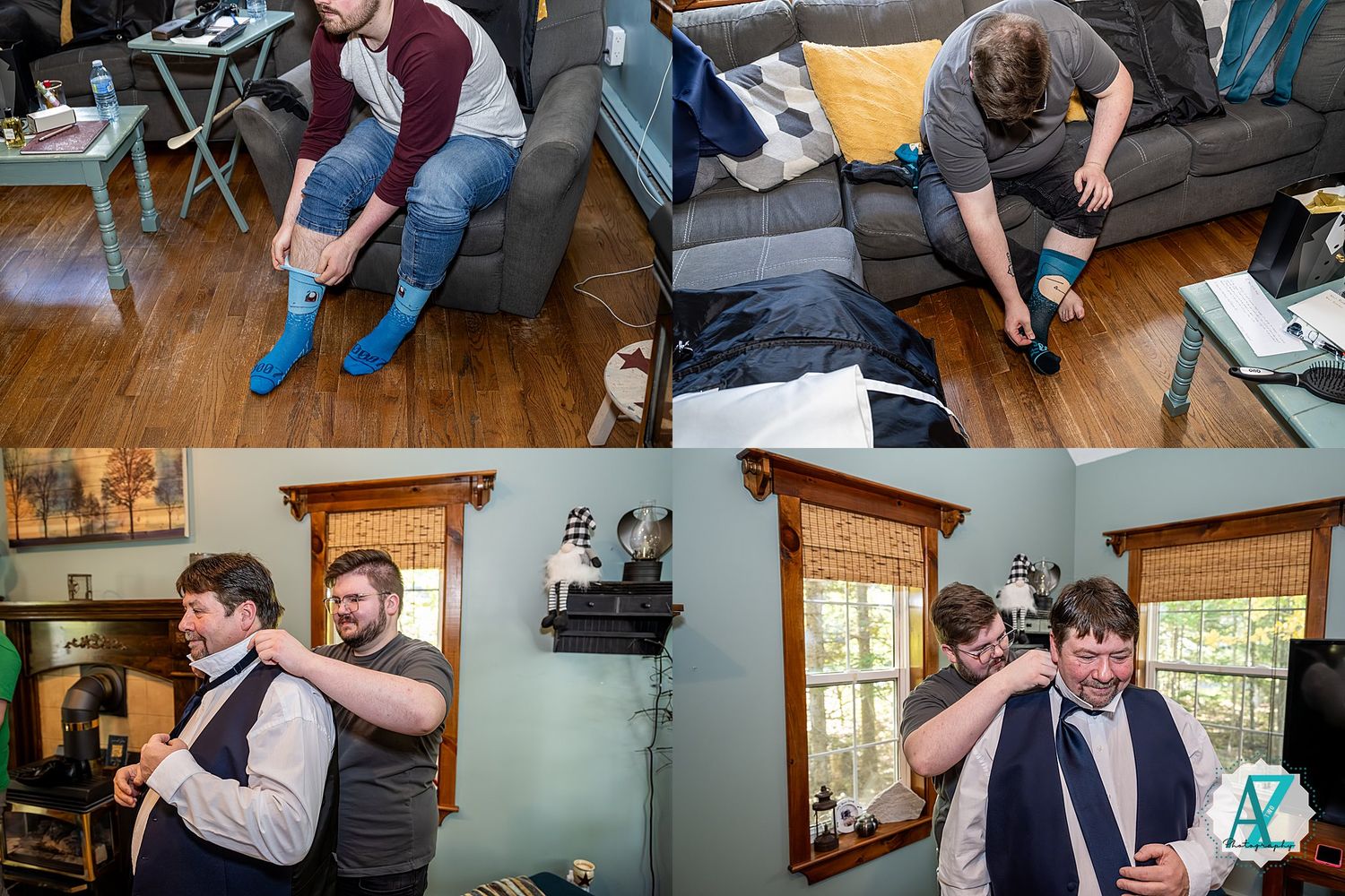 A group of people playing board games and socializing in a cozy living room setting.