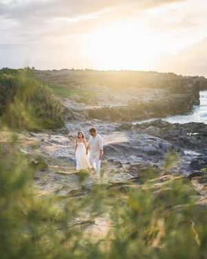 Proposal engagement couple sunset photo at Ironwood beach  Maui Hawaii