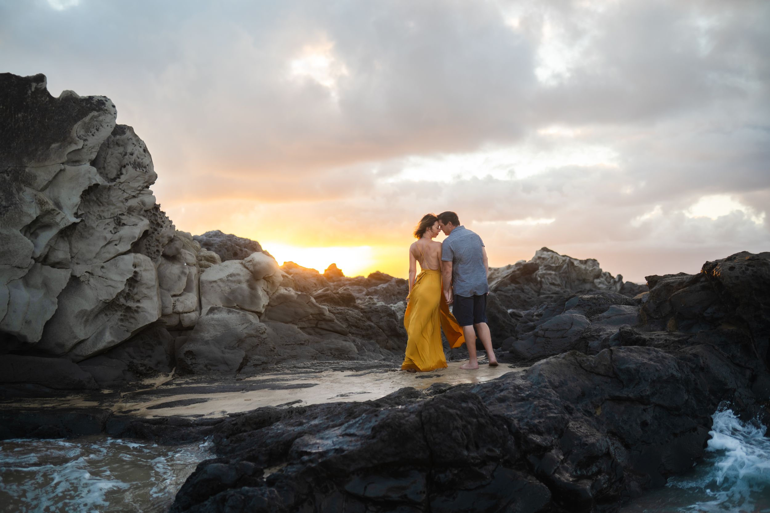 Wedding Anniversary couple sunset photo at Ironwood beach Maui Hawaii