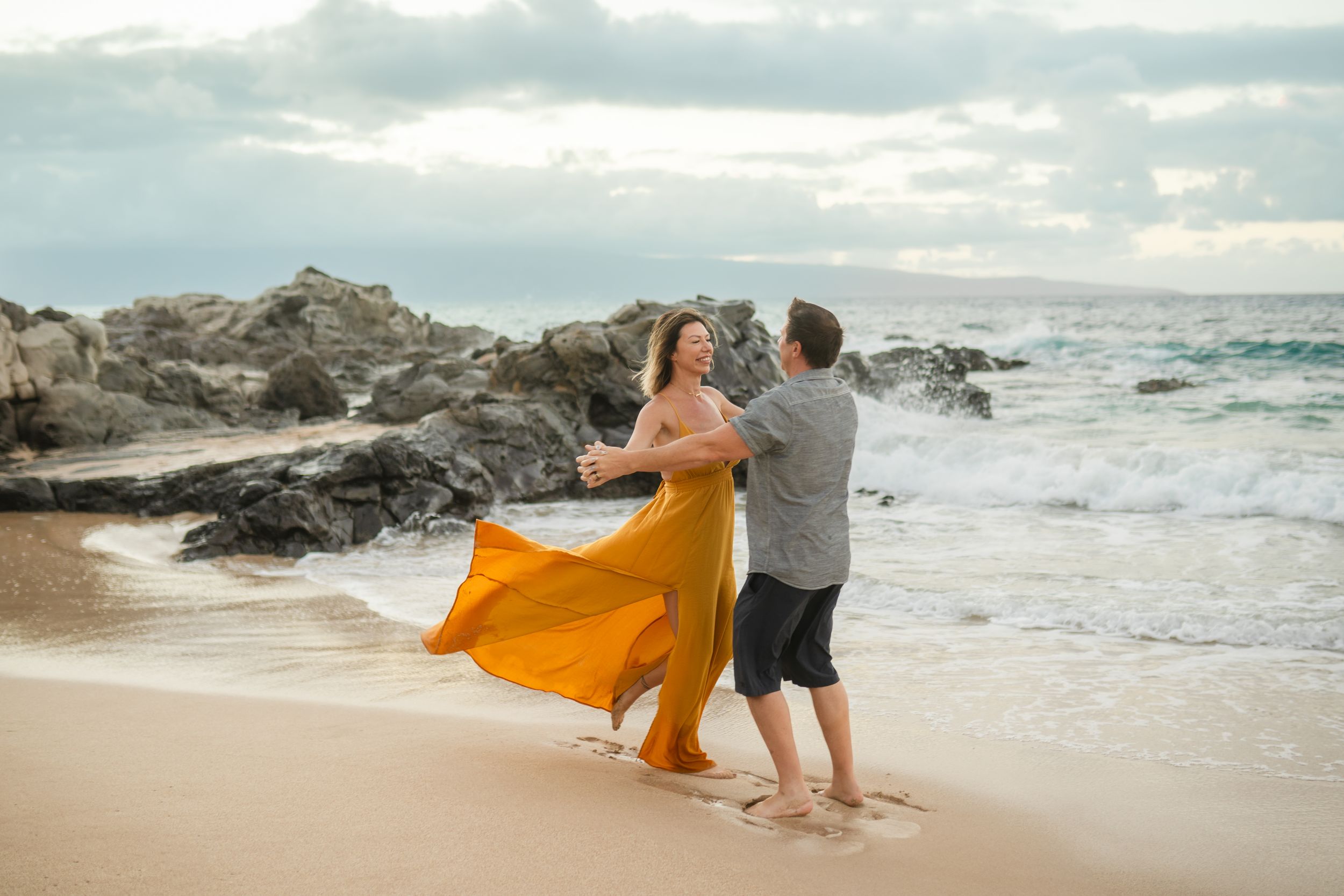 Wedding Anniversary couple sunset photo at Ironwood beach Maui Hawaii