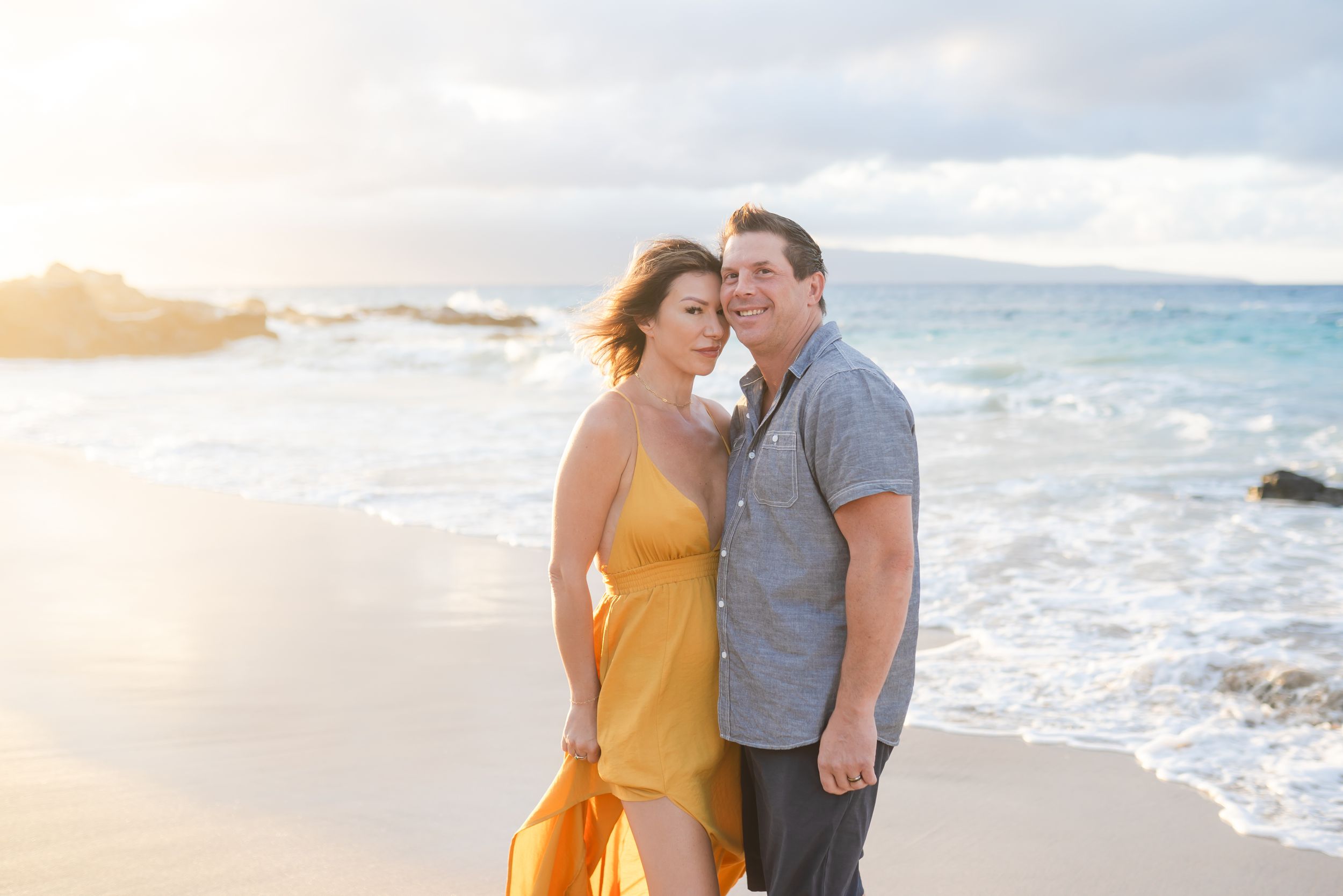 Wedding Anniversary couple sunset photo at Ironwood beach Maui Hawaii